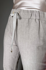 Lorena Antoniazzi Stretch Linen-Cotton Jogger Pant in Flax - Ashia Mode - Vancouver