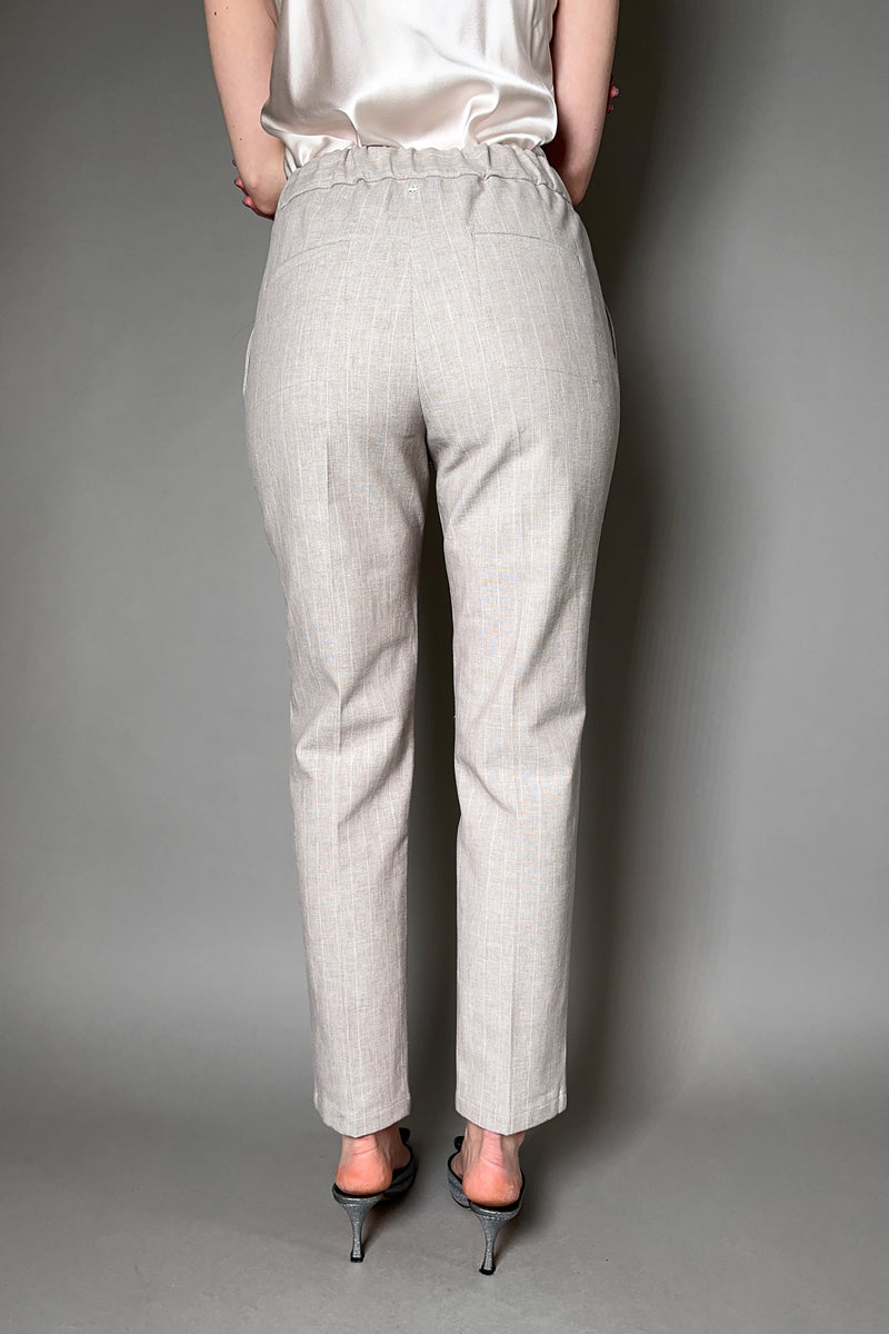 Lorena Antoniazzi Stretch Linen-Cotton Jogger Pant in Flax - Ashia Mode - Vancouver