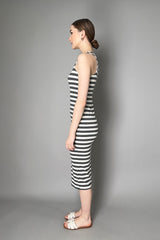 L'Agence Nura Long Knitted Dress in White and Grey Stripes