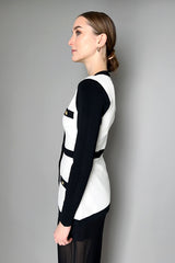 L'Agence Clover Contrast Trim Cardigan in Black and White