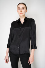 L'Agence Dani 3/4 Sleeve Charmeuse Silk Blouse in Black Vancouver. Shop Online or in Store.