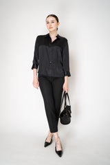 L'Agence Dani 3/4 Sleeve Charmeuse Silk Blouse in Black Vancouver. Shop Online or in Store.