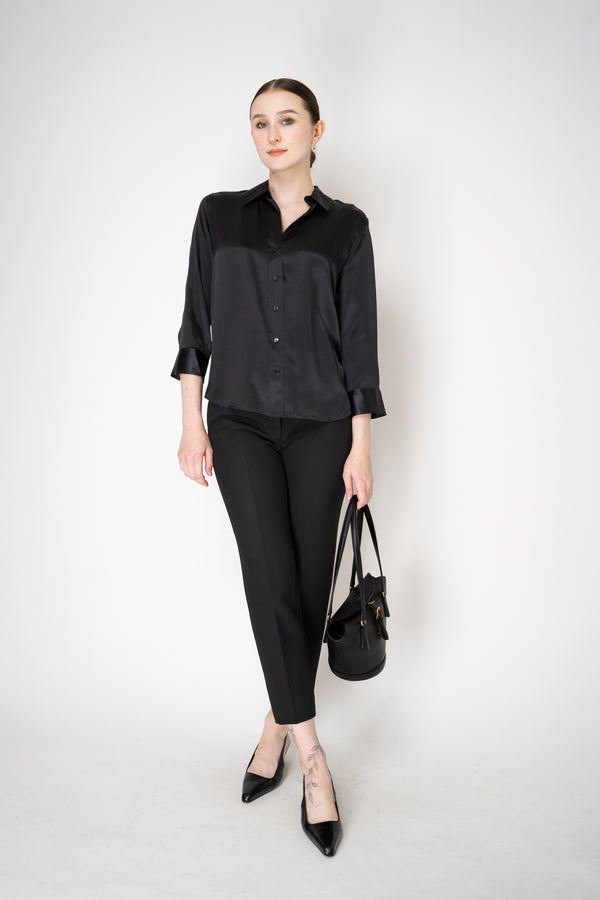 L'Agence Dani 3/4 Sleeve Charmeuse Silk Blouse in Black Vancouver. Shop Online or in Store.