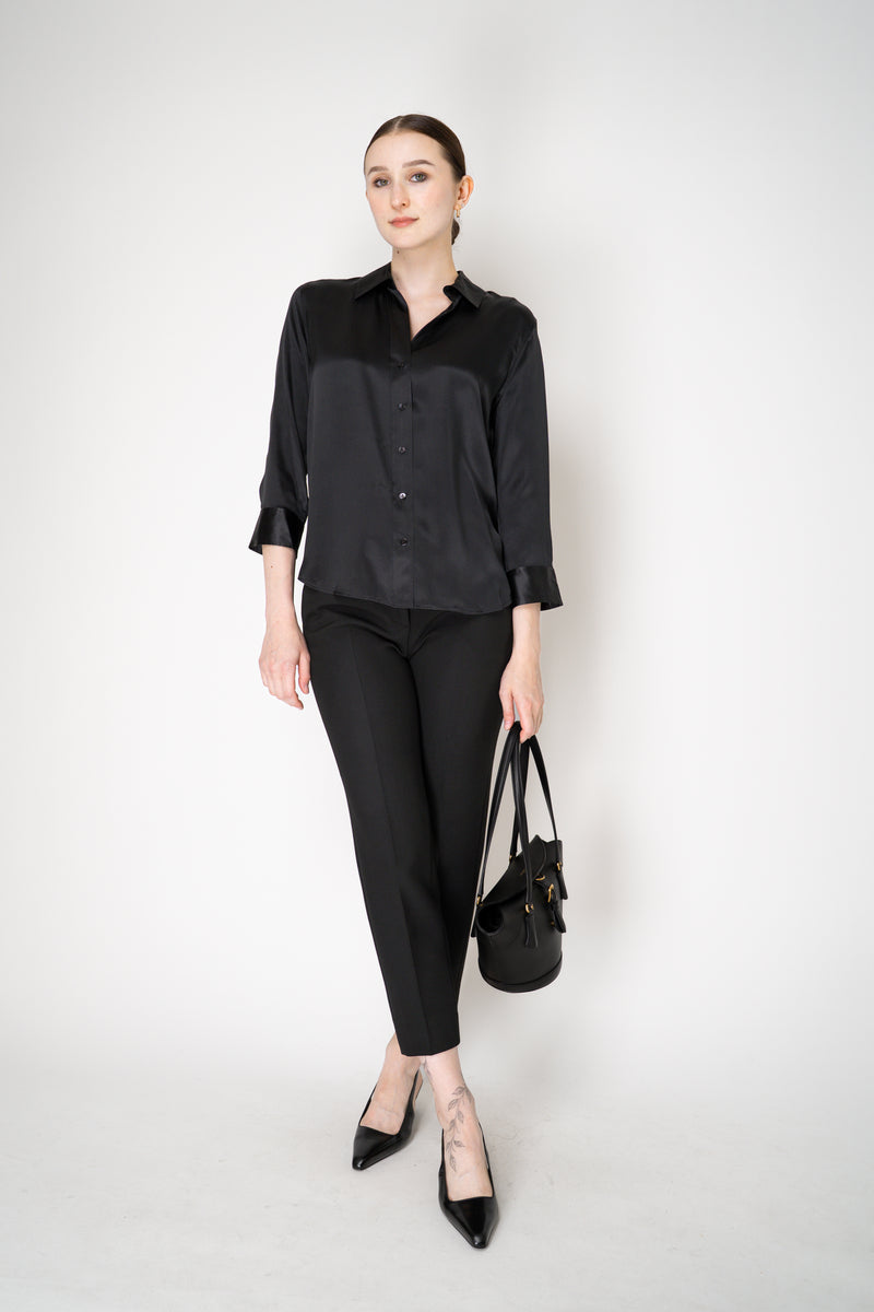 L'Agence Dani 3/4 Sleeve Charmeuse Silk Blouse in Black Vancouver. Shop Online or in Store.