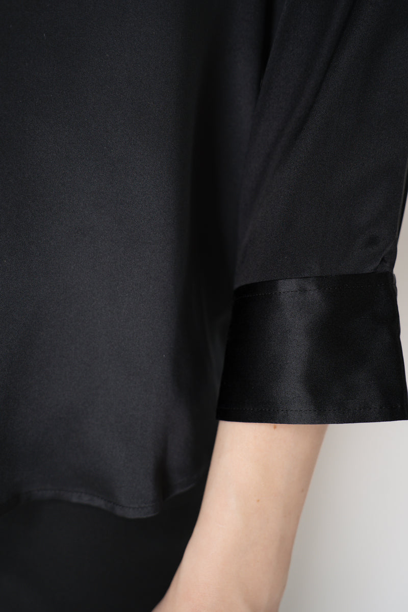 L'Agence Dani 3/4 Sleeve Charmeuse Silk Blouse in Black Vancouver. Shop Online or in Store.