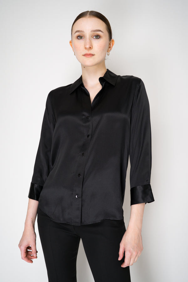 L'Agence Dani 3/4 Sleeve Charmeuse Silk Blouse in Black Vancouver. Shop Online or in Store.