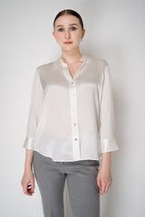 L'Agence Dani 3/4 Sleeve Charmeuse Silk Blouse in White Vancouver. Shop Online or in Store.