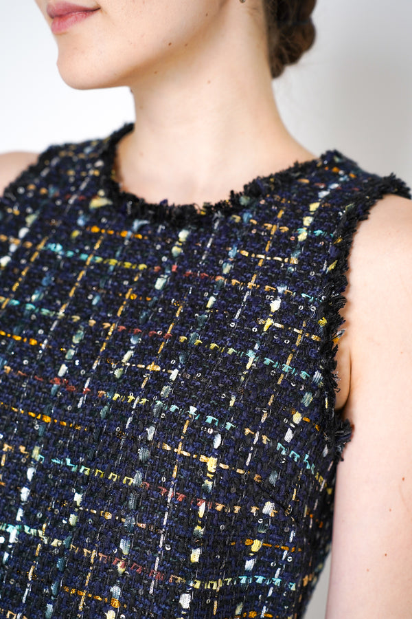 L'Agence Florian Tweed Shift Dress in Black Multicolour Plaid Vancouver. Shop Online or in Store.