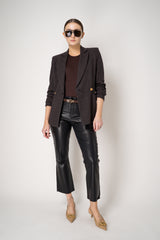 L'Agence Kendra Coated Cropped Flared Jeans in Black Navy Vancouver. Shop Online or in Store.