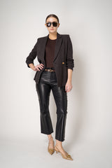 L'Agence Kendra Coated Cropped Flared Jeans in Black Navy Vancouver. Shop Online or in Store.