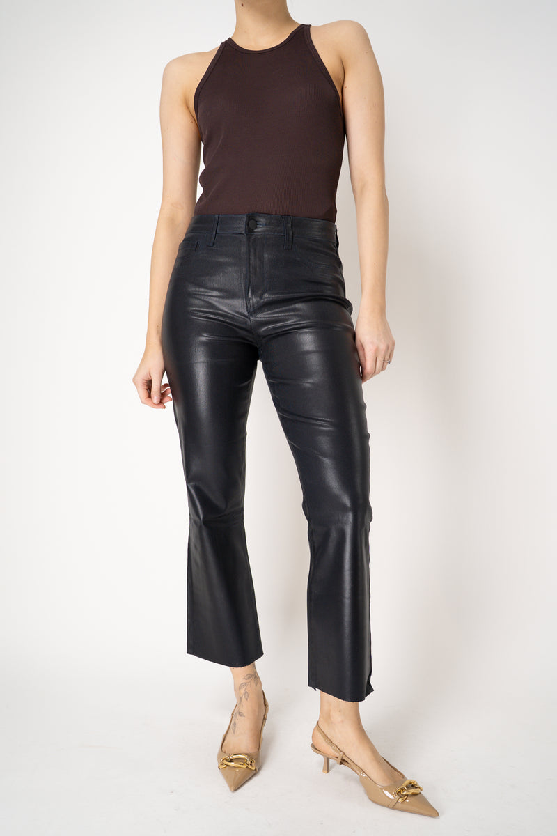 L'Agence Kendra Coated Cropped Flared Jeans in Black Navy Vancouver. Shop Online or in Store.