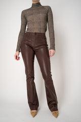 L'Agence Selma High Rise Coated Bootcut Jeans in Chocolate Brown Vancouver. Shop Online or in Store.