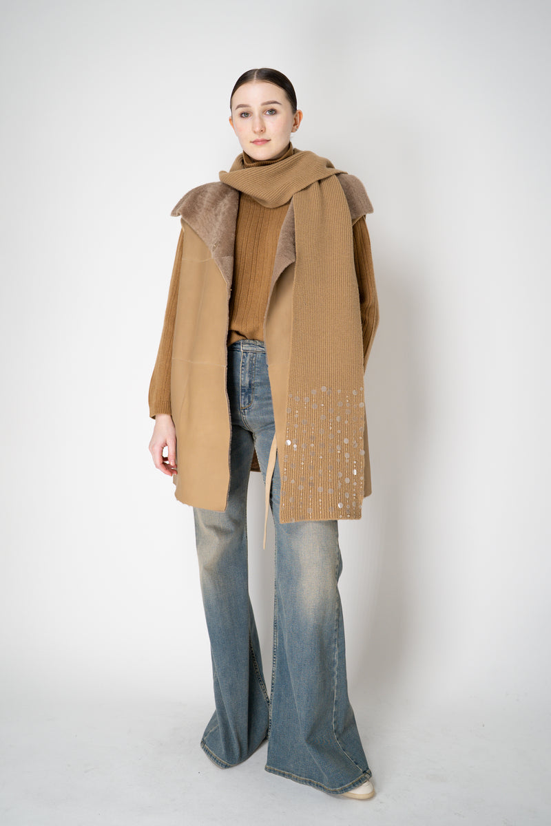 Lorena Antoniazzi 100% Cashmere Ribbed Knit Turtleneck Pullover in Camel Vancouver. Shop Online or in Store.