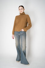 Lorena Antoniazzi 100% Cashmere Ribbed Knit Turtleneck Pullover in Camel Vancouver. Shop Online or in Store.