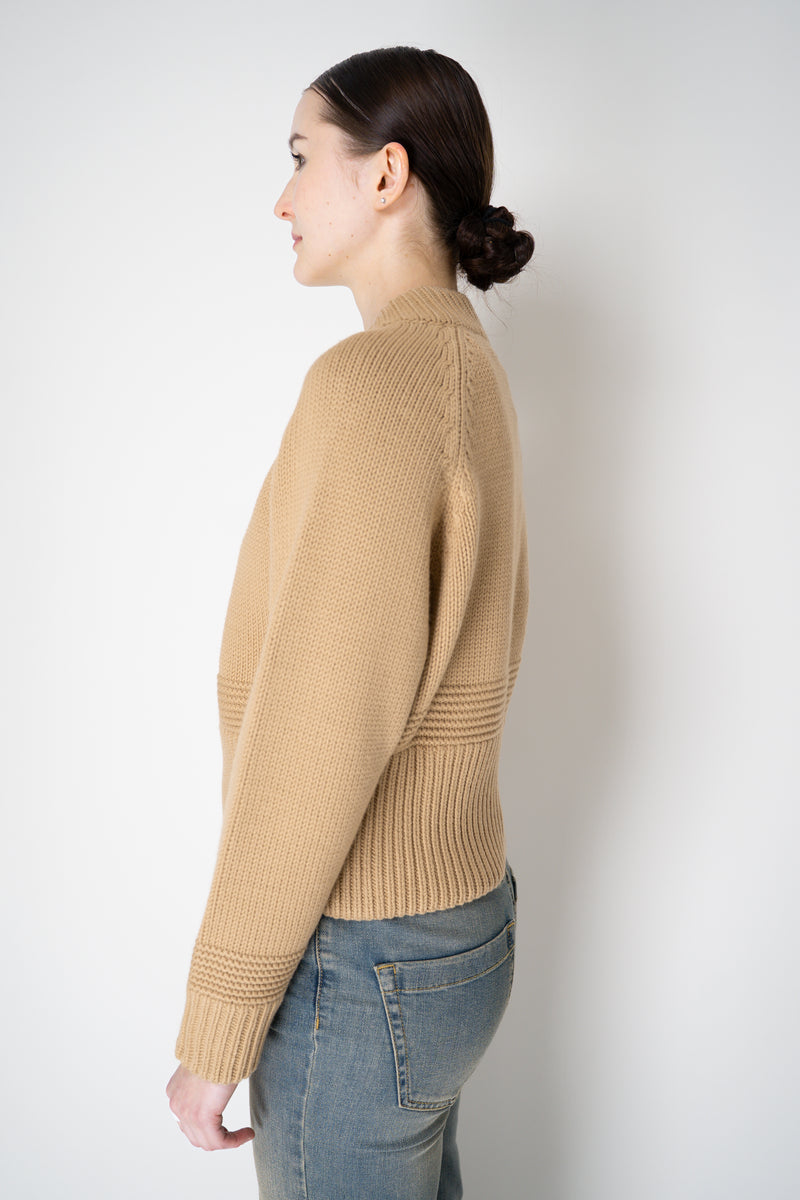 Lorena Antoniazzi 100% Wool Knit Cardigan in Pale Camel Vancouver. Shop Online or in Store.