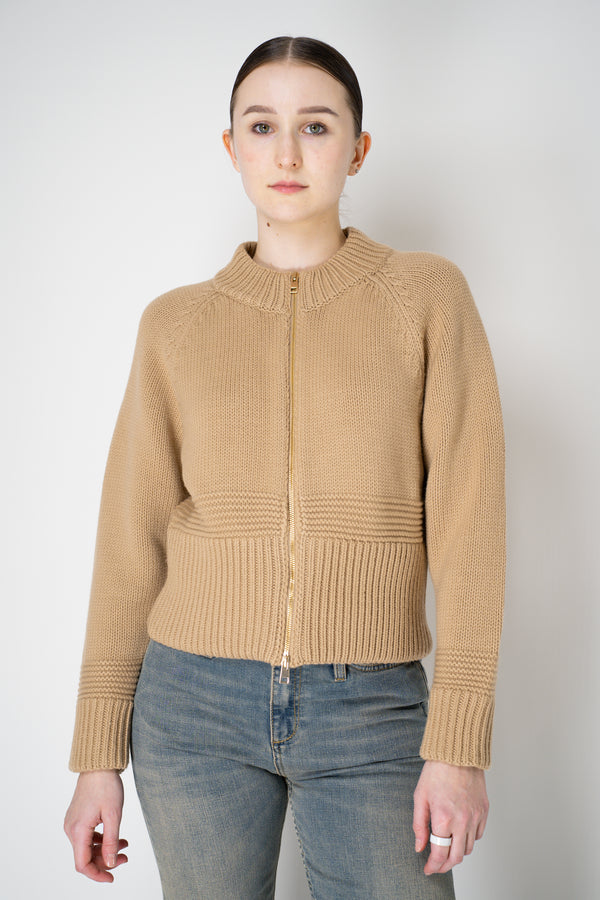 Lorena Antoniazzi 100% Wool Knit Cardigan in Pale Camel Vancouver. Shop Online or in Store.