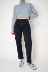 Lorena Antoniazzi 5-Pocket Tapered Cotton Trousers in Navy Vancouver. Shop Online or in Store.