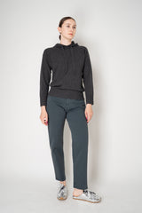 Lorena Antoniazzi 5-Pocket Tapered Cotton Trousers in Petrol Green Vancouver. Shop Online or in Store.
