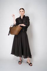 Lorena Antoniazzi A-Line  Ramie Midi Skirt in Black Vancouver. Shop Online or in Store.