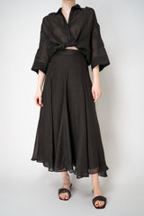 Lorena Antoniazzi A-Line  Ramie Midi Skirt in Black Vancouver. Shop Online or in Store.