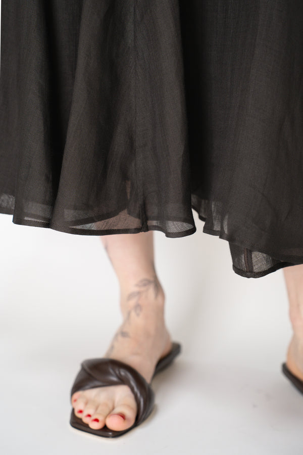 Lorena Antoniazzi A-Line  Ramie Midi Skirt in Black Vancouver. Shop Online or in Store.