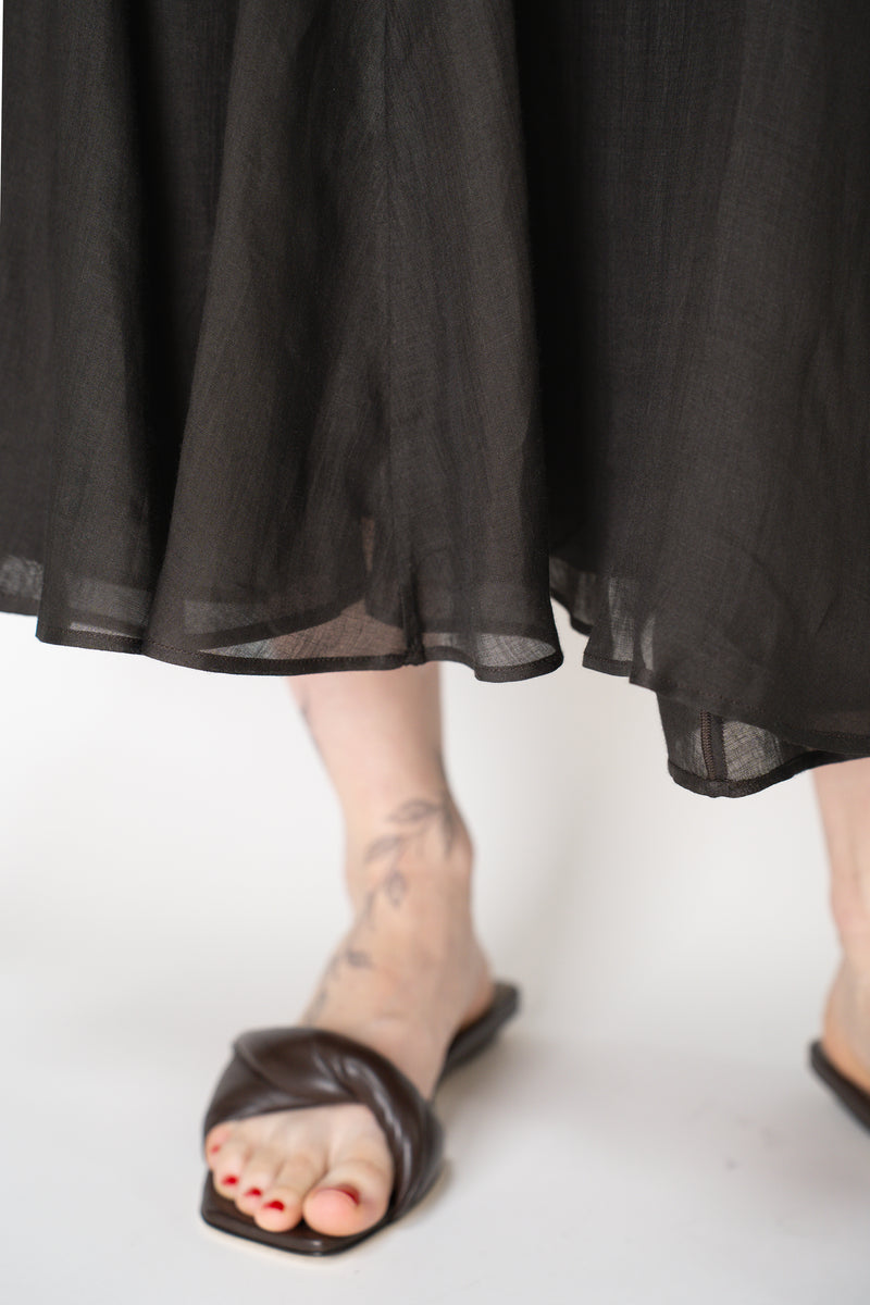 Lorena Antoniazzi A-Line  Ramie Midi Skirt in Black Vancouver. Shop Online or in Store.