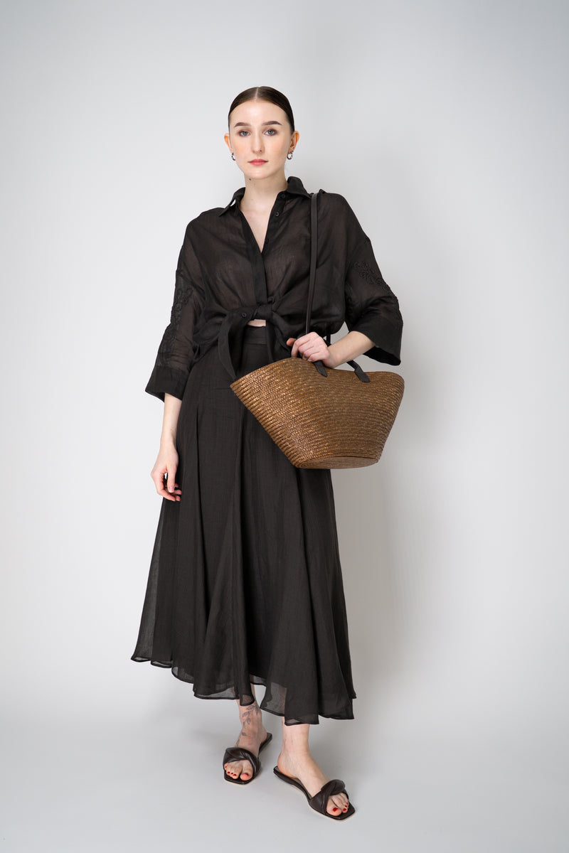 Lorena Antoniazzi A-Line  Ramie Midi Skirt in Black Vancouver. Shop Online or in Store.