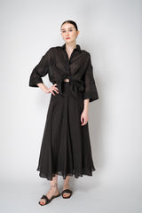 Lorena Antoniazzi A-Line  Ramie Midi Skirt in Black Vancouver. Shop Online or in Store.
