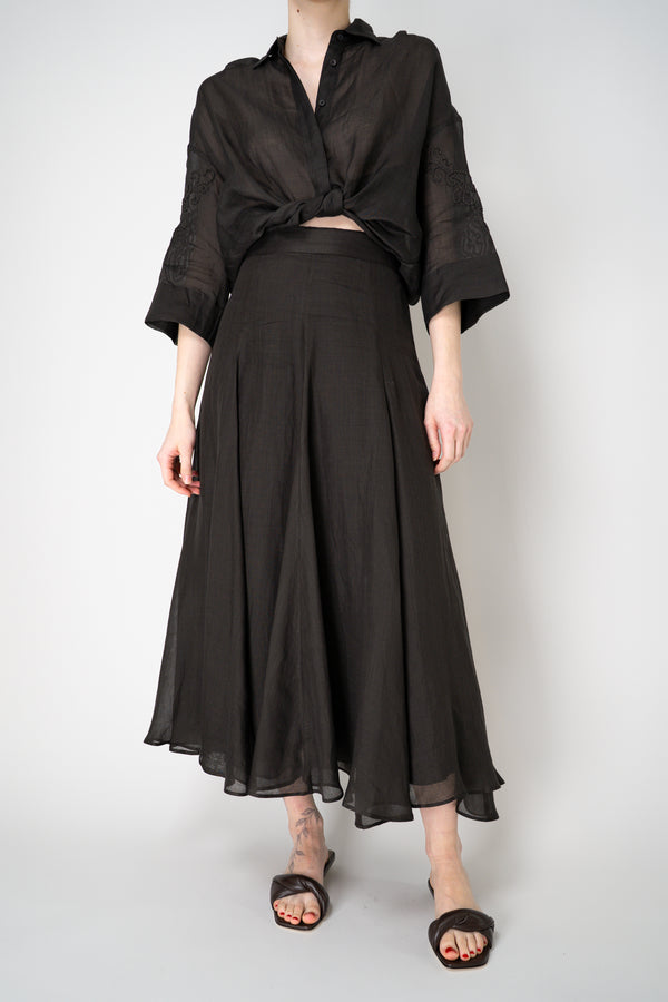 Lorena Antoniazzi A-Line  Ramie Midi Skirt in Black Vancouver. Shop Online or in Store.