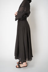 Lorena Antoniazzi A-Line  Ramie Midi Skirt in Black Vancouver. Shop Online or in Store.