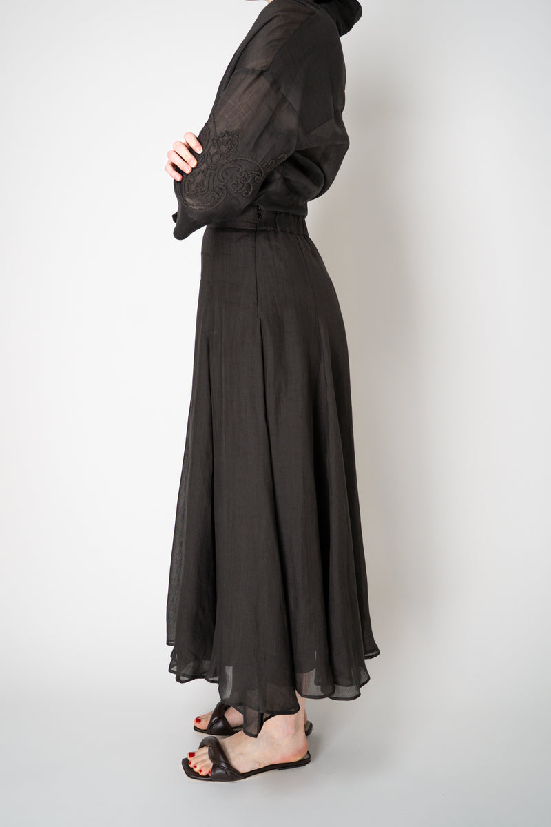Lorena Antoniazzi A-Line  Ramie Midi Skirt in Black Vancouver. Shop Online or in Store.
