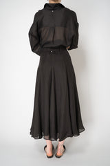 Lorena Antoniazzi A-Line  Ramie Midi Skirt in Black Vancouver. Shop Online or in Store.