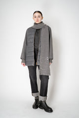 Lorena Antoniazzi A-line Padded Quilted Jacket with Wool Sleeves in Grey Vancouver. Shop Online or in Store.