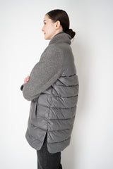 Lorena Antoniazzi A-line Padded Quilted Jacket with Wool Sleeves in Grey Vancouver. Shop Online or in Store.