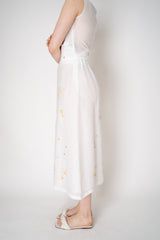 Lorena Antoniazzi A-line Ramie Maxi Skirt with Floral Beading Embroidery in White Vancouver. Shop Online or in Store.