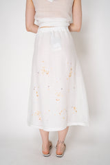 Lorena Antoniazzi A-line Ramie Maxi Skirt with Floral Beading Embroidery in White Vancouver. Shop Online or in Store.