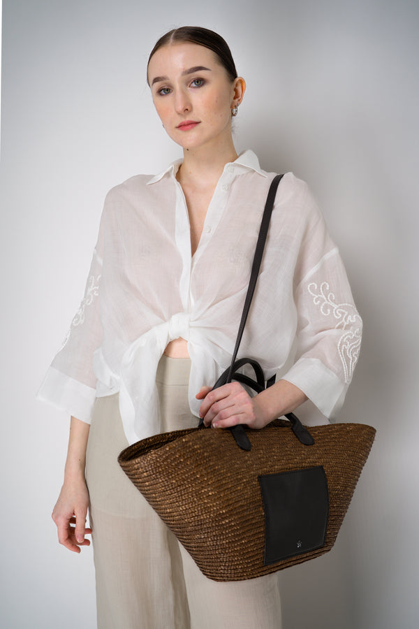 Lorena Antoniazzi Basket Tote Bag with Leather Details Vancouver. Shop Online or in Store.