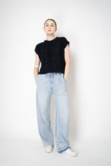 Lorena Antoniazzi Cashmere Blend Cable Knit Vest in Navy Vancouver. Shop Online or in Store.