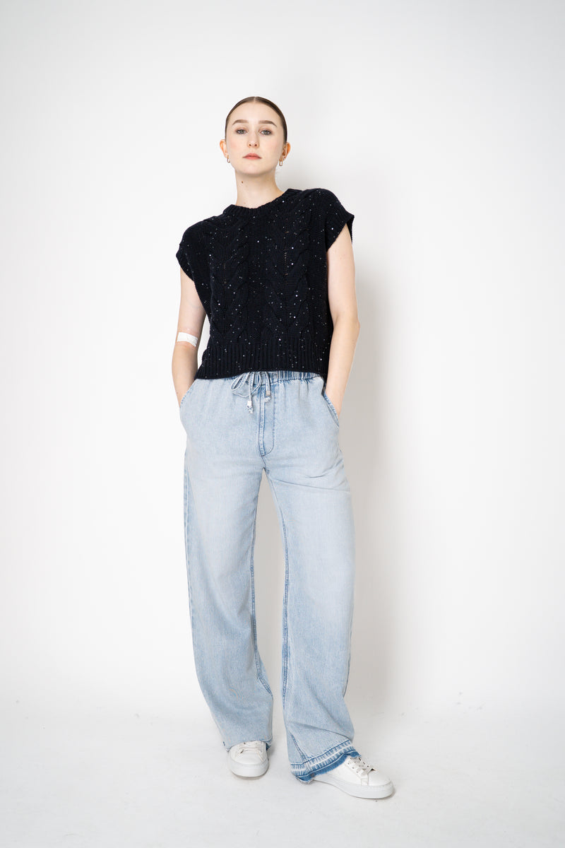 Lorena Antoniazzi Cashmere Blend Cable Knit Vest in Navy Vancouver. Shop Online or in Store.