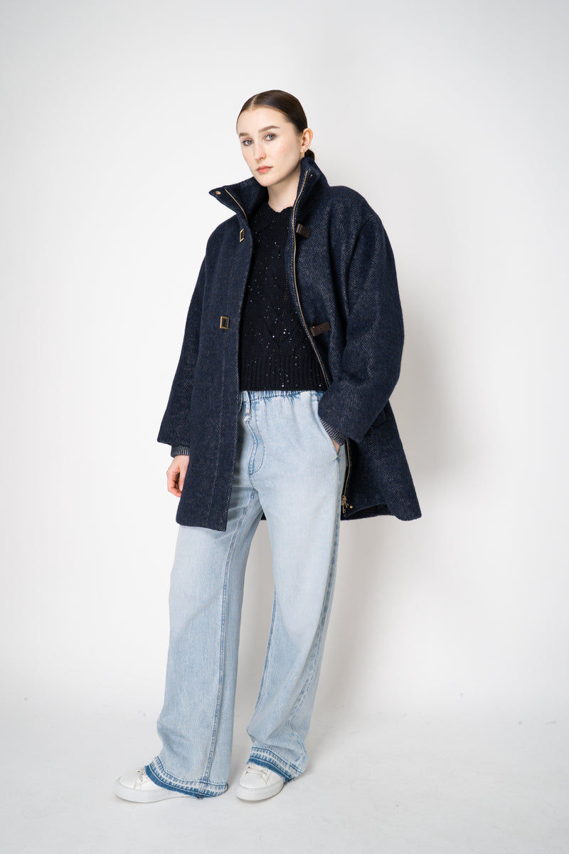 Lorena Antoniazzi Cashmere Blend Cable Knit Vest in Navy Vancouver. Shop Online or in Store.