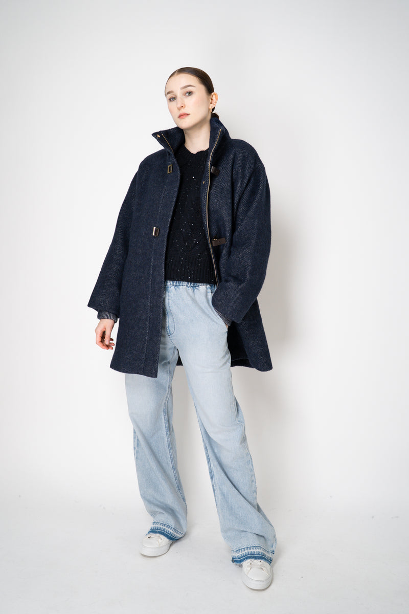 Lorena Antoniazzi Cashmere Blend Cable Knit Vest in Navy Vancouver. Shop Online or in Store.