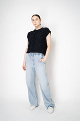 Lorena Antoniazzi Cashmere Blend Cable Knit Vest in Navy Vancouver. Shop Online or in Store.