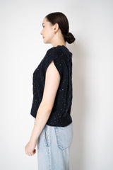 Lorena Antoniazzi Cashmere Blend Cable Knit Vest in Navy Vancouver. Shop Online or in Store.