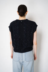 Lorena Antoniazzi Cashmere Blend Cable Knit Vest in Navy Vancouver. Shop Online or in Store.