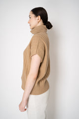Lorena Antoniazzi Cashmere Blend Half-Zip Knit Vest in Camel Vancouver. Shop Online or in Store.