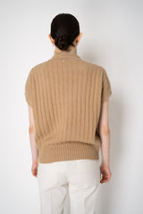 Lorena Antoniazzi Cashmere Blend Half-Zip Knit Vest in Camel Vancouver. Shop Online or in Store.