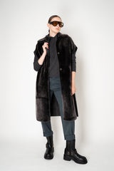 Lorena Antoniazzi Collared Shearling Vest with Quilted Back in Grey Vancouver. Shop Online or in Store.