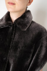 Lorena Antoniazzi Collared Shearling Vest with Quilted Back in Grey Vancouver. Shop Online or in Store.