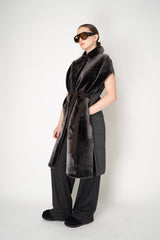 Lorena Antoniazzi Collared Shearling Vest with Quilted Back in Grey Vancouver. Shop Online or in Store.