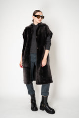 Lorena Antoniazzi Collared Shearling Vest with Quilted Back in Grey Vancouver. Shop Online or in Store.